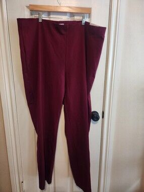 Liz Claiborne Alexis Straight Leg Pants Size 2X Burgundy NWT Pull On
